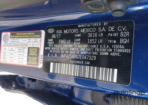 2018 Kia Rio S из США, поврежденный, VIN 3KPA25ABXJE047329